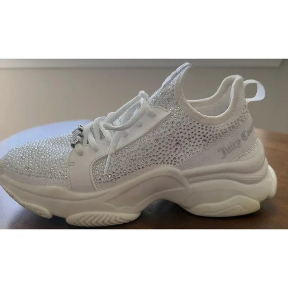 Juicy Couture Y2K White Bling Chunky  Bling Sneakers size 9 - Picture 7 of 12
